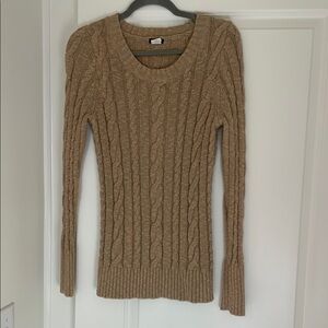 J. Crew Tan Cable Knit Crew Neck Sweater